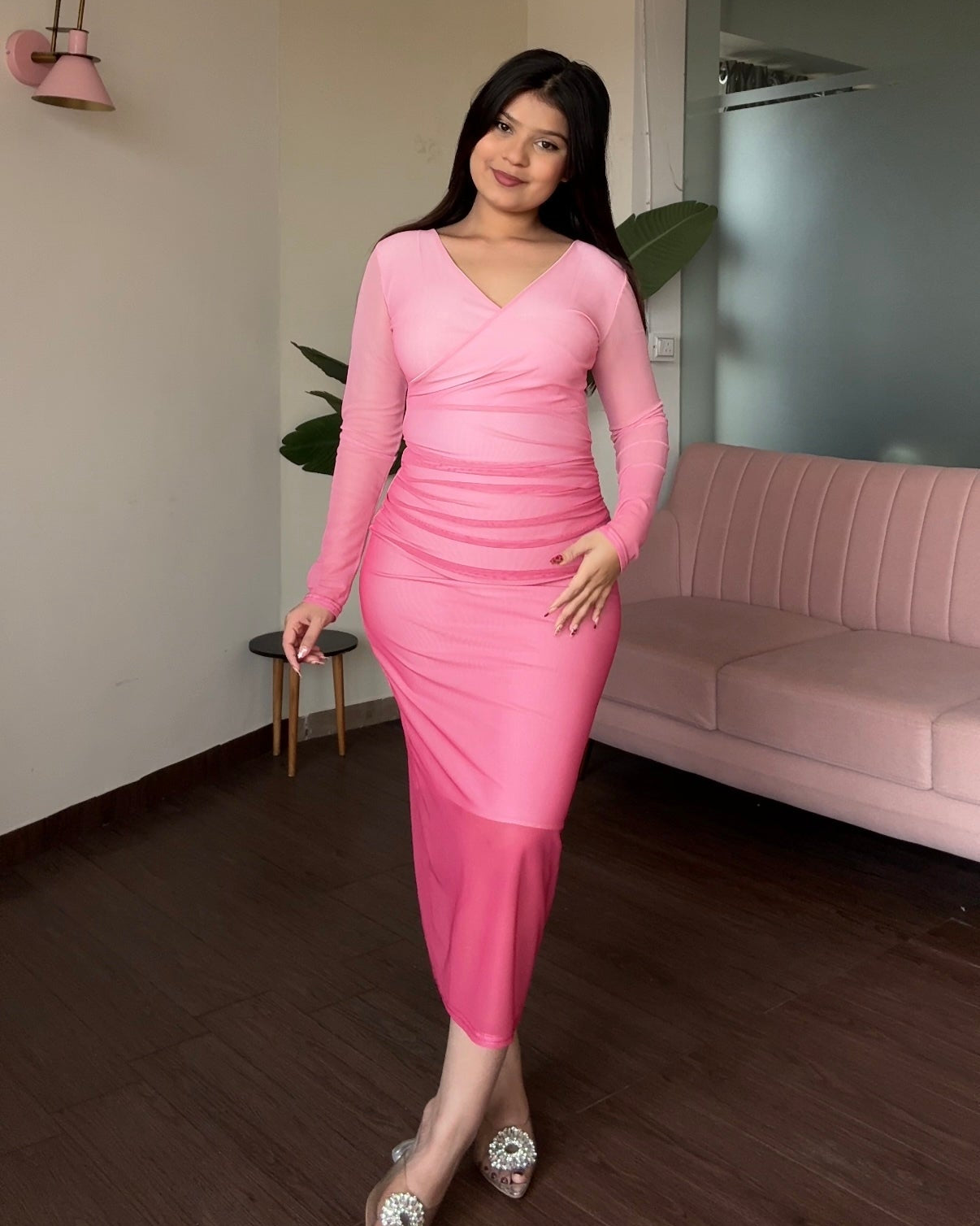 Ruched Ombre Midi Dress