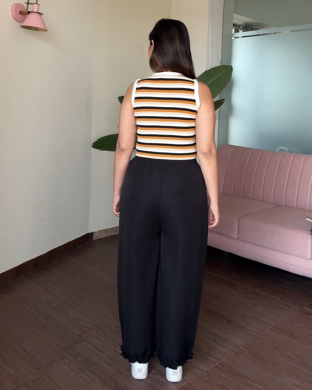 Ruffle Hem Detailing Cotton Pajama Pants