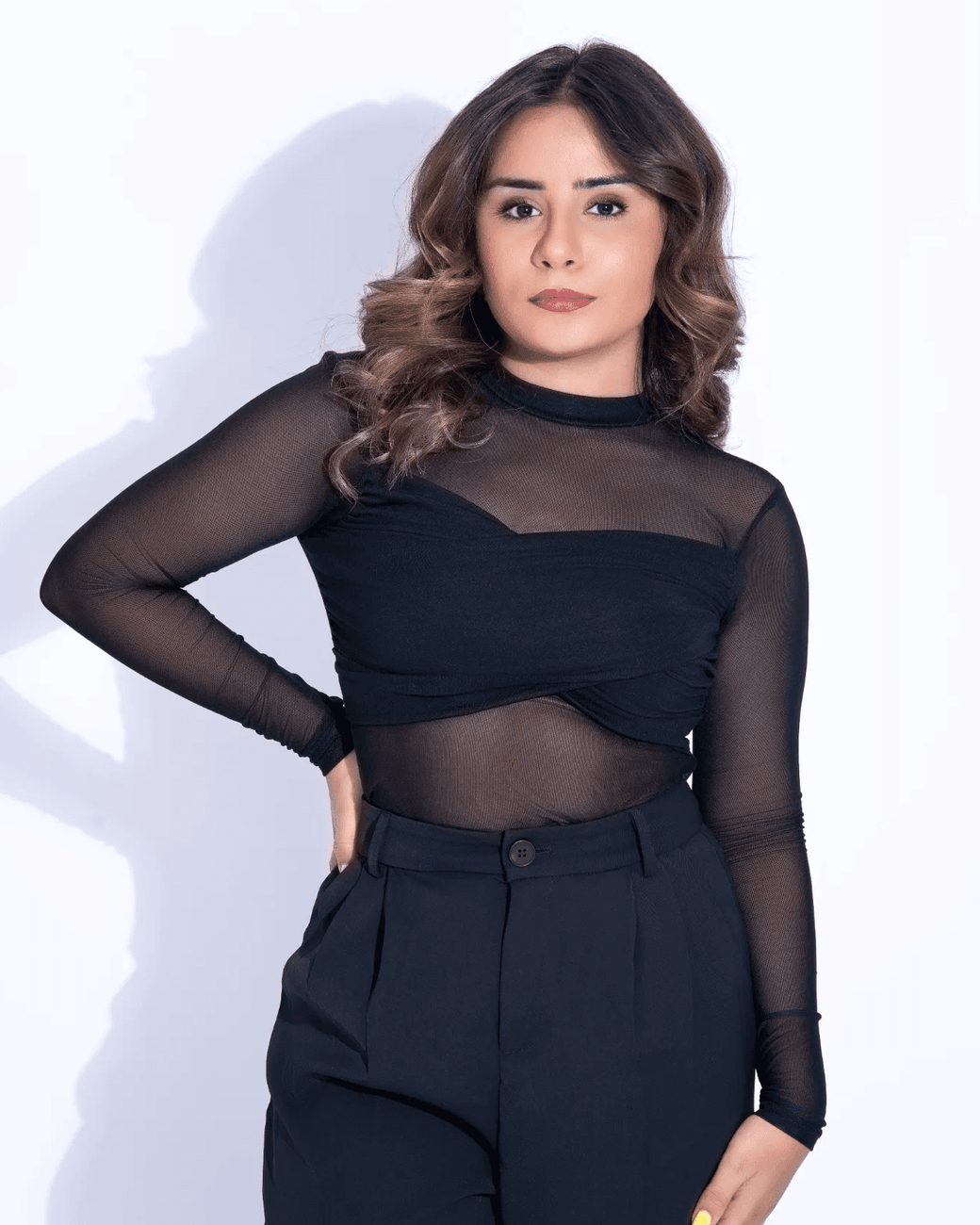 Mesh Crossover Top for Women