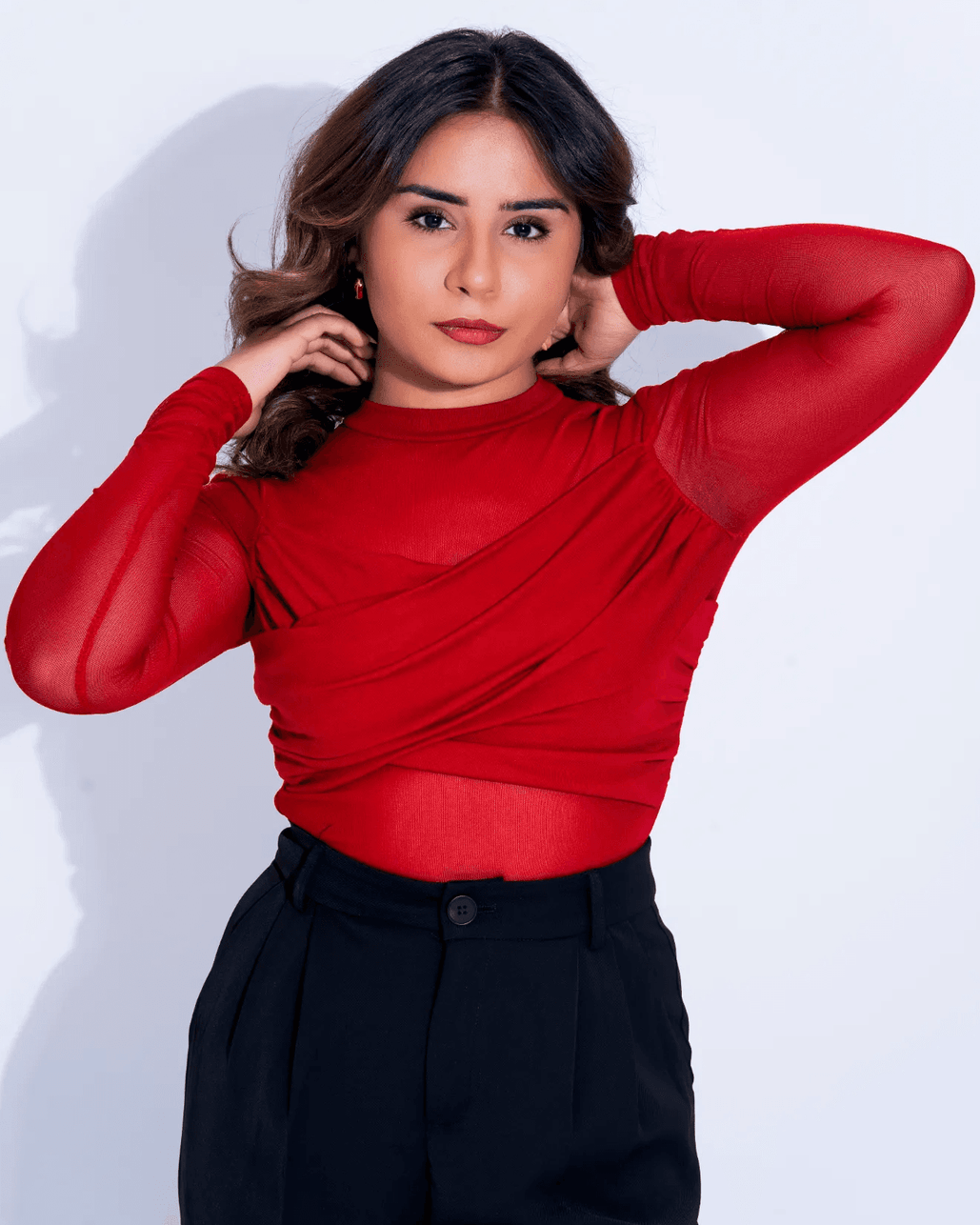 Mesh Crossover Top for Women