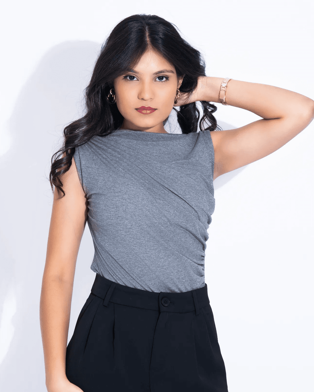 Cut Sleeves Draped Top