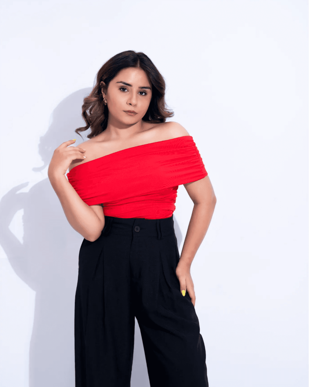 Off-The-Shoulder Draped Bodysuit