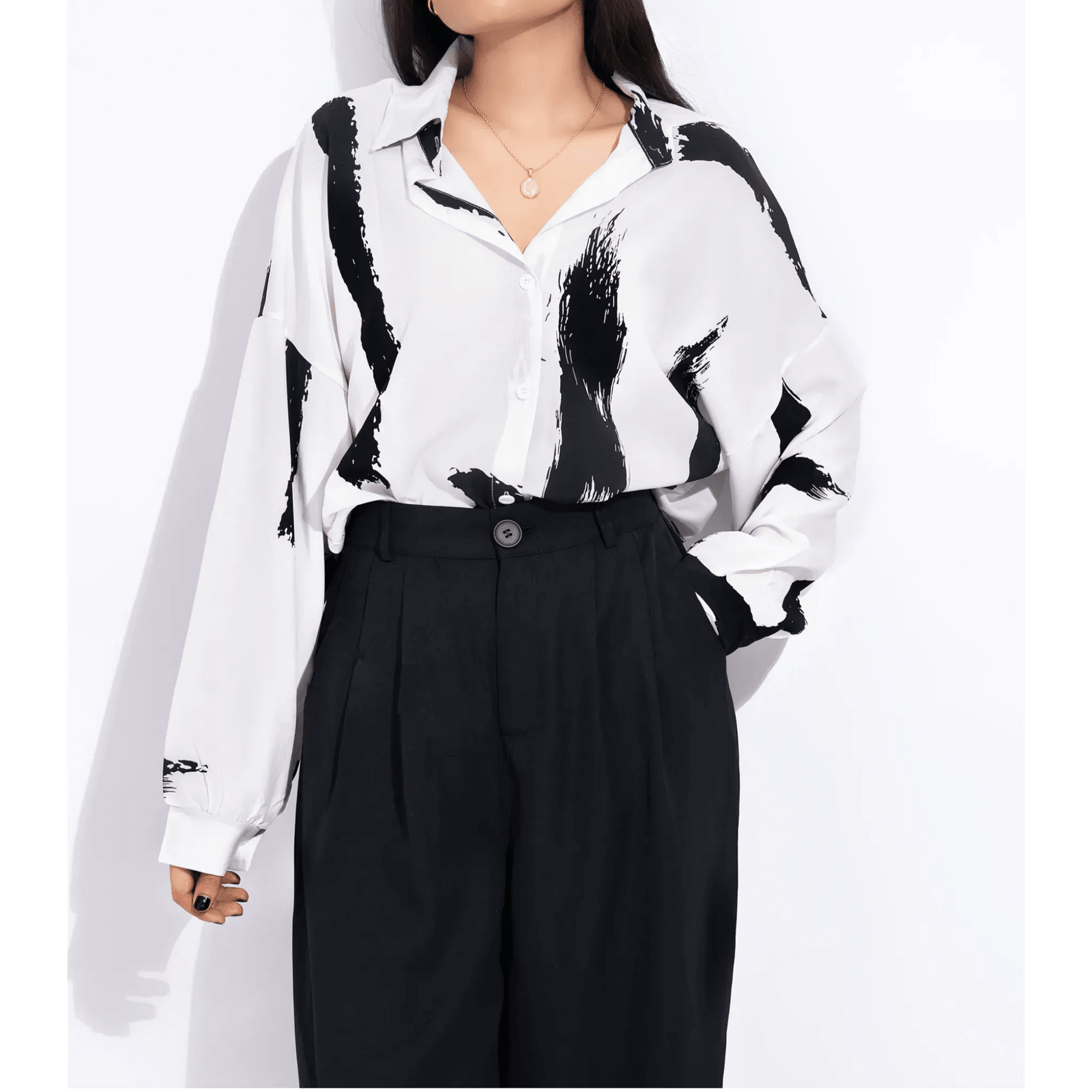 Brush Printed Crepe Shirt