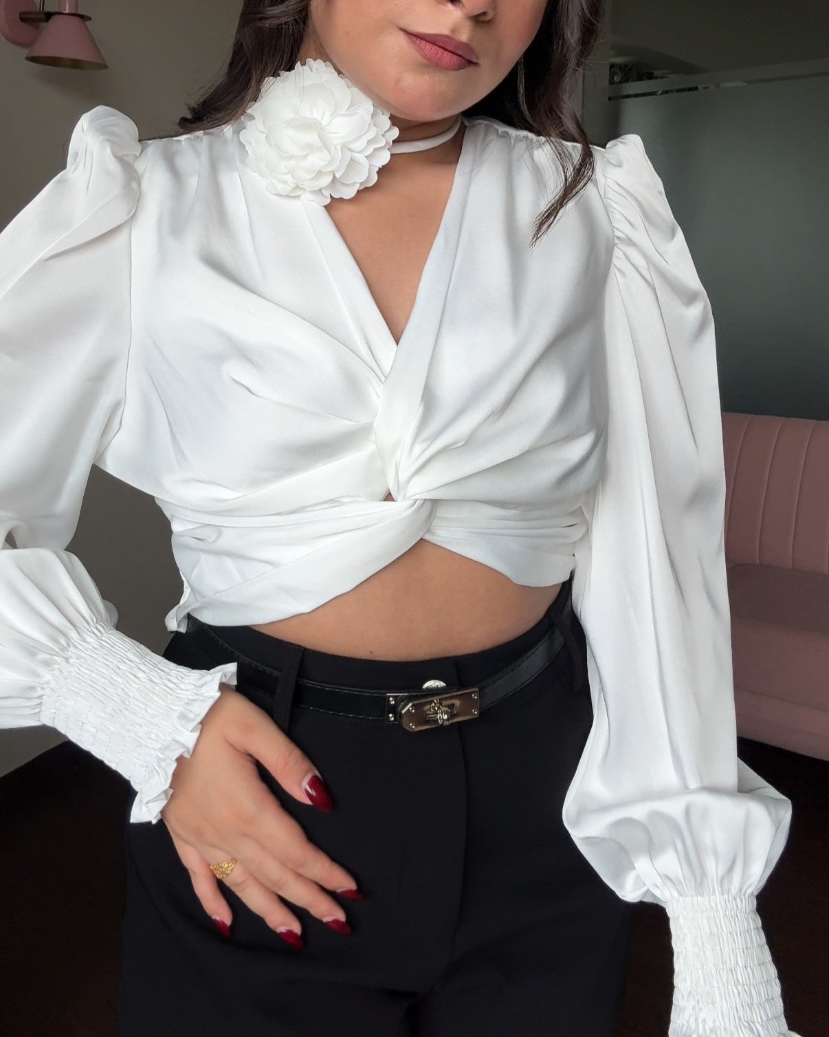 Satin Knot Detailing Top