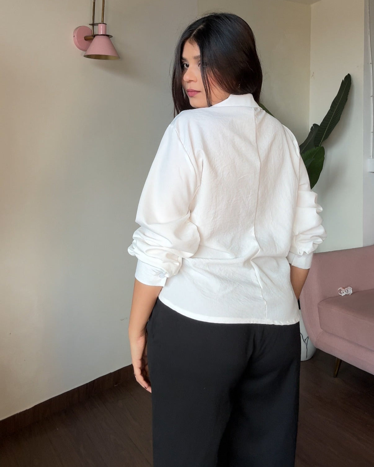 Solid Button Up Wrap Up Shirt
