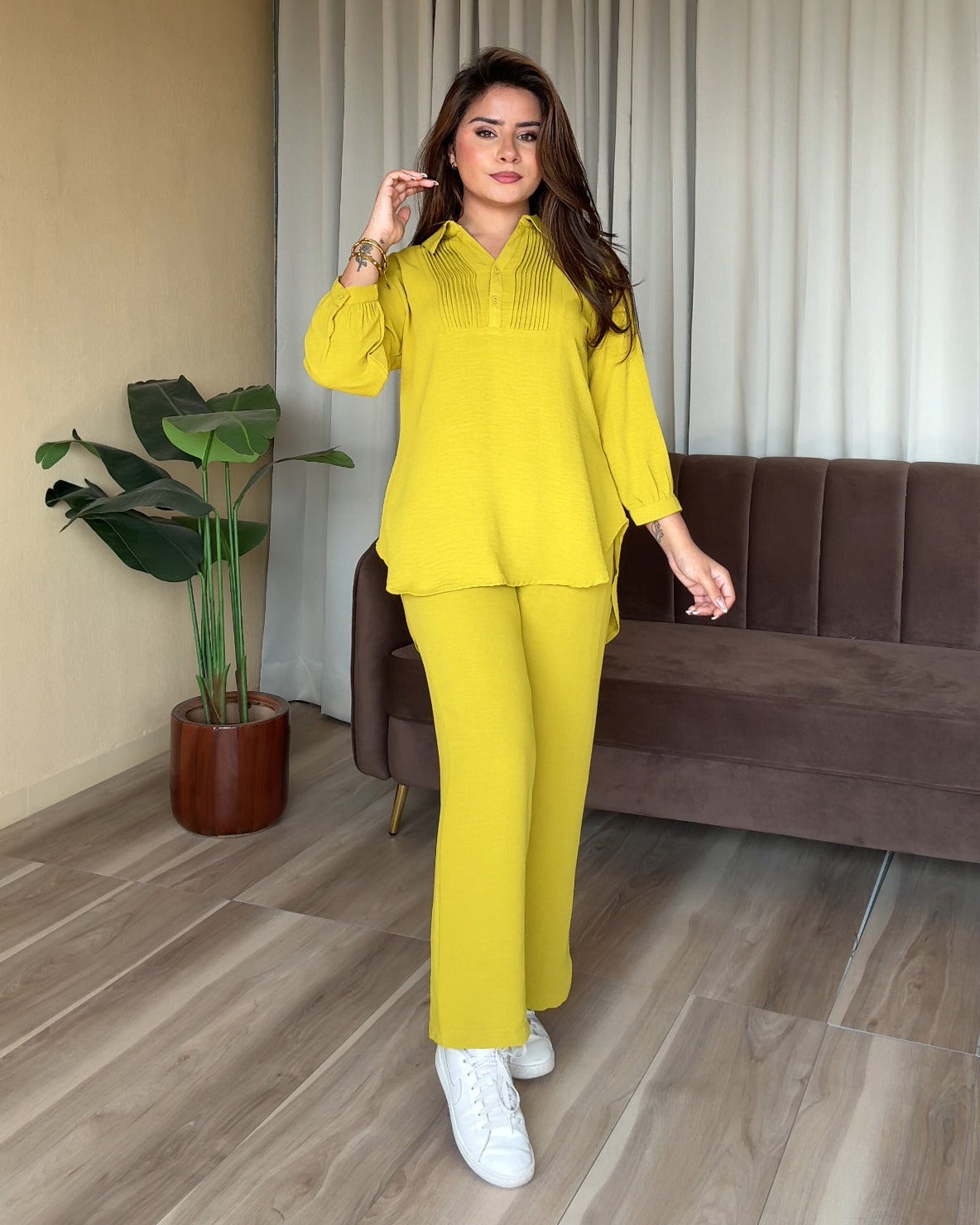 Solid Relaxed Fit Work Wear Summer Co-Ord Set