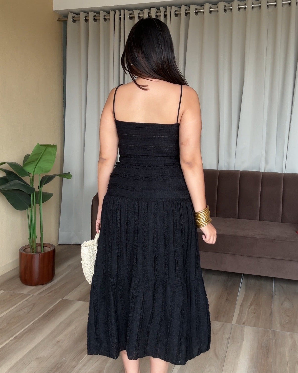 Strappy Textured Cami Top And Midi Skirt Co-ord Set