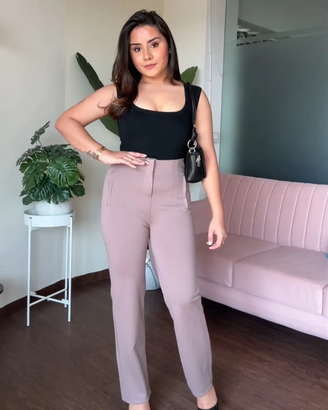 Stretchy High Waisted Straight Fits Pants