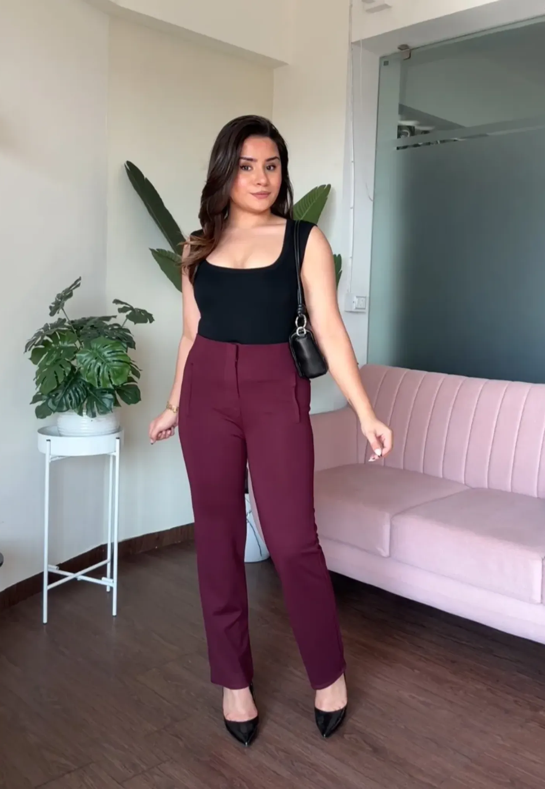 Stretchy High Waisted Straight Fits Pants