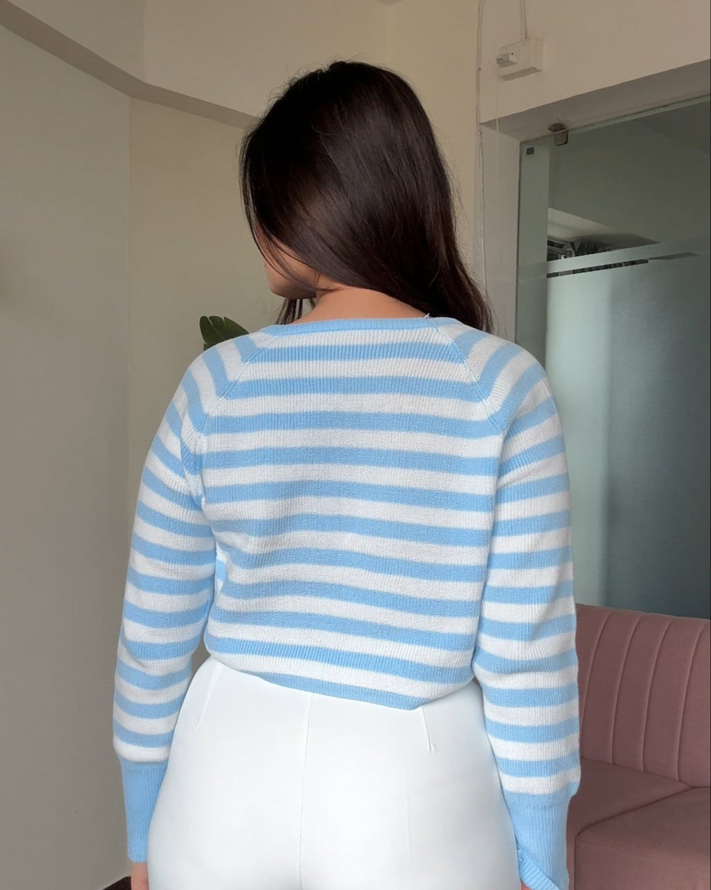 Striped Baggy Cropped Sweater