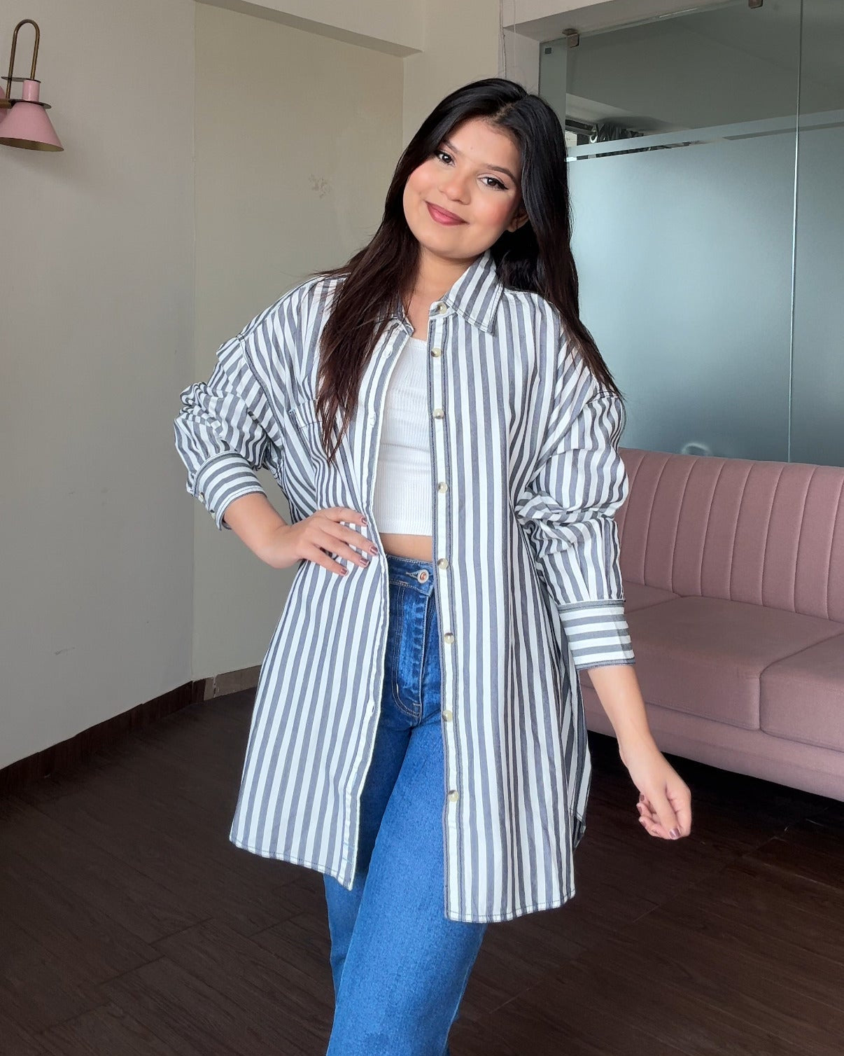 Striped Oversized Cotton Shirt
