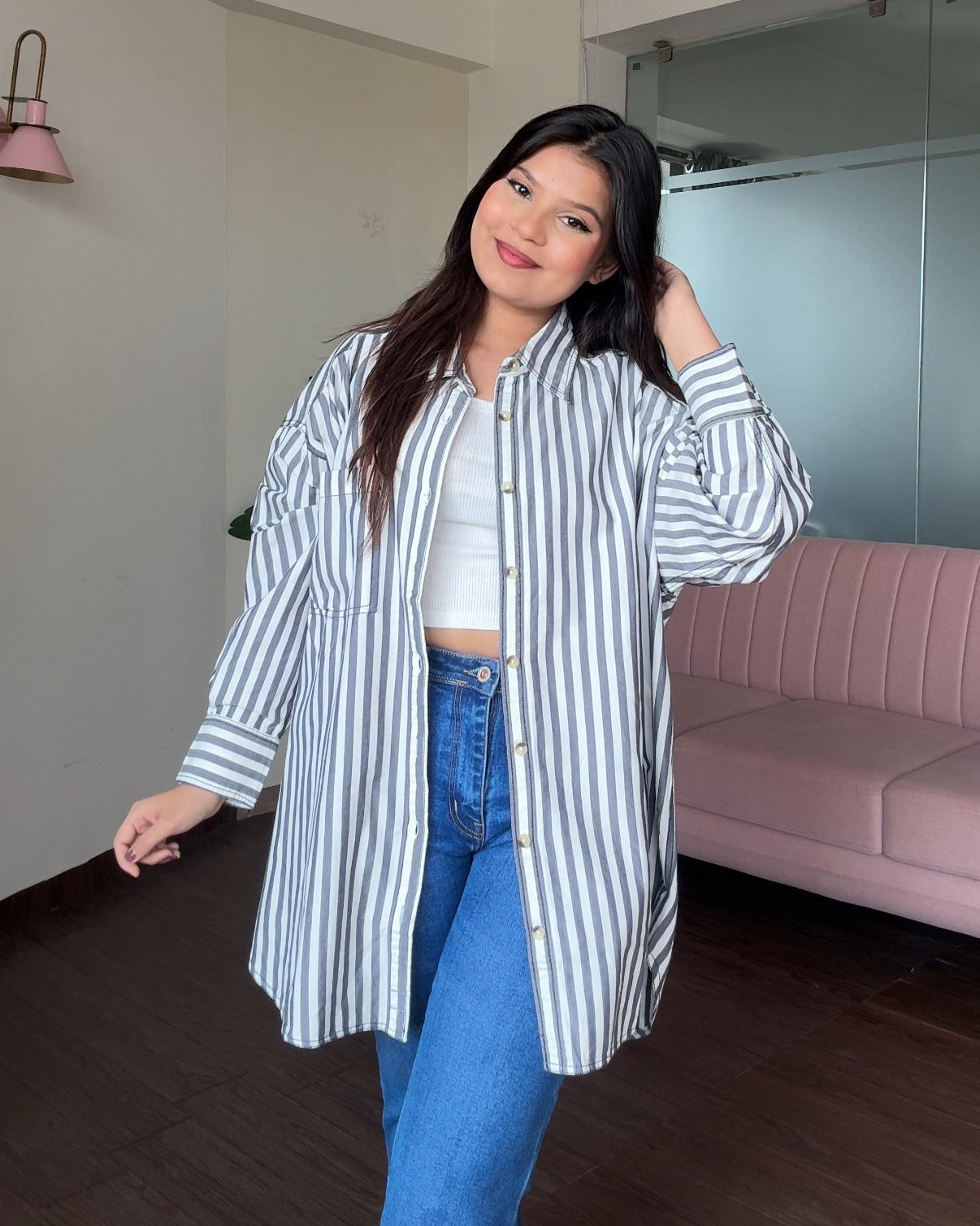 Striped Oversized Cotton Shirt