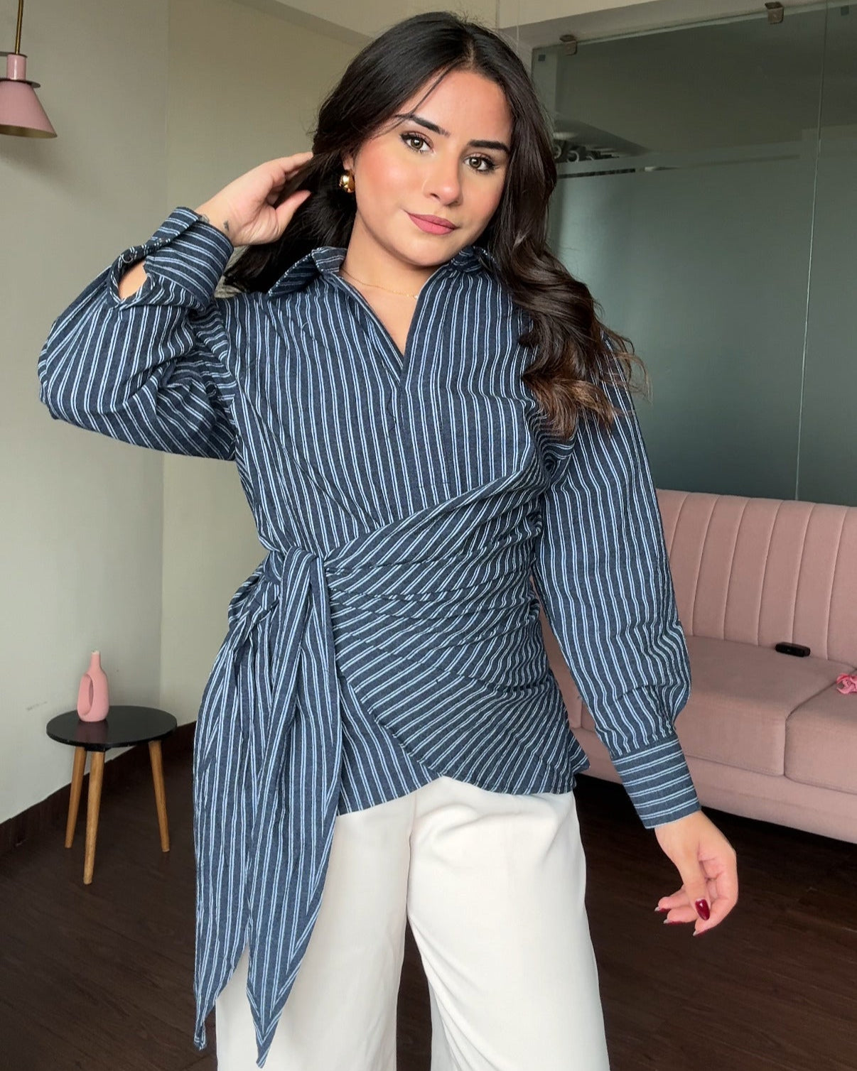Striped Wrap Around Shirt