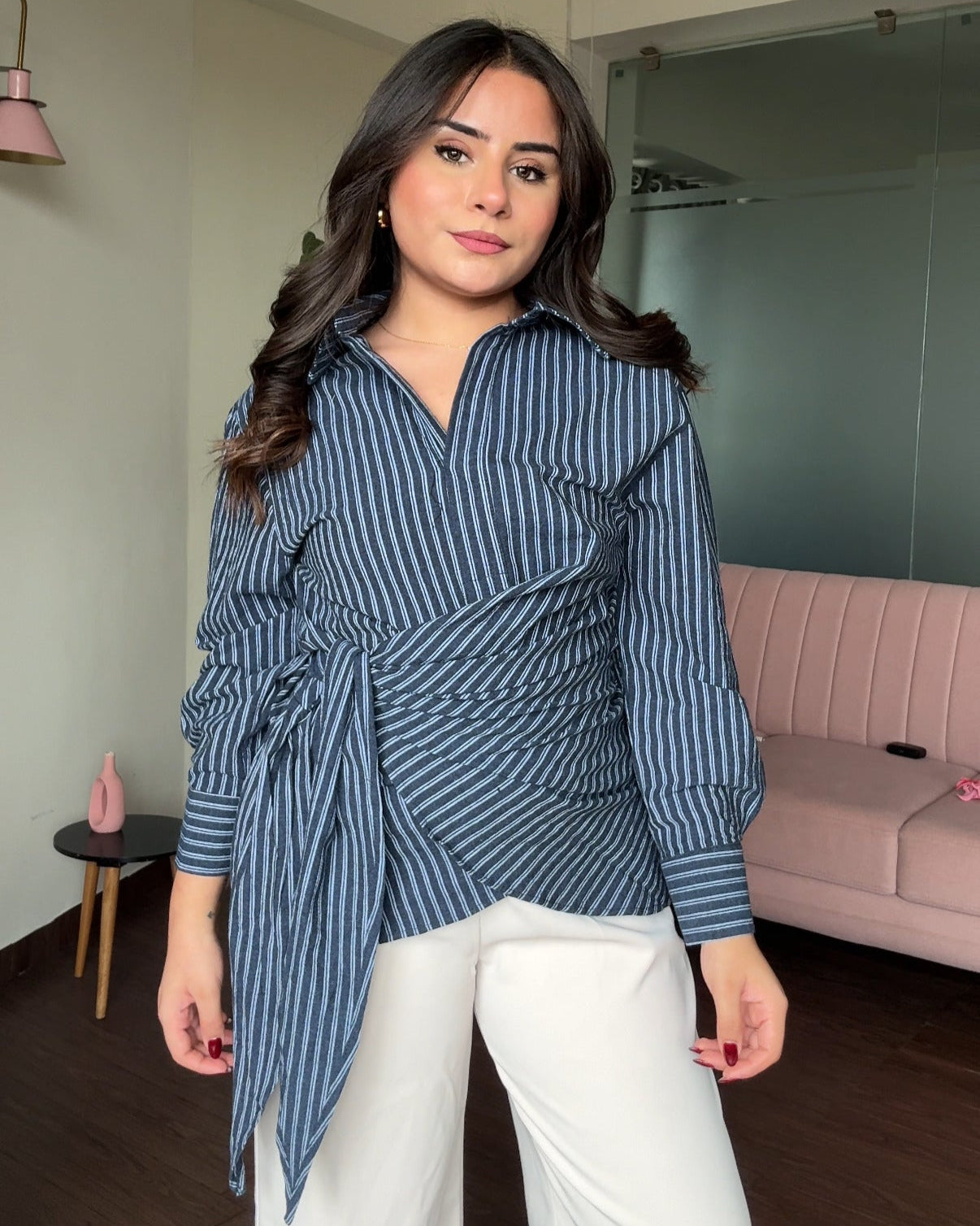 Striped Wrap Around Shirt