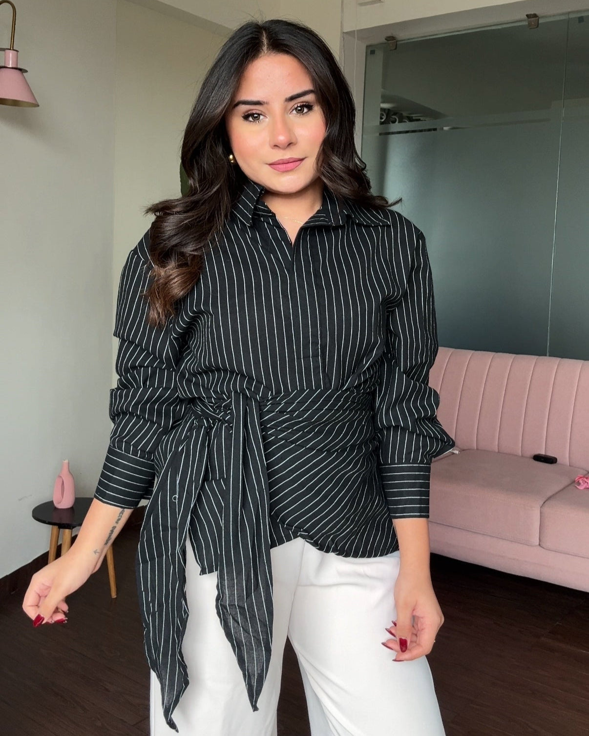 Striped Wrap Around Shirt