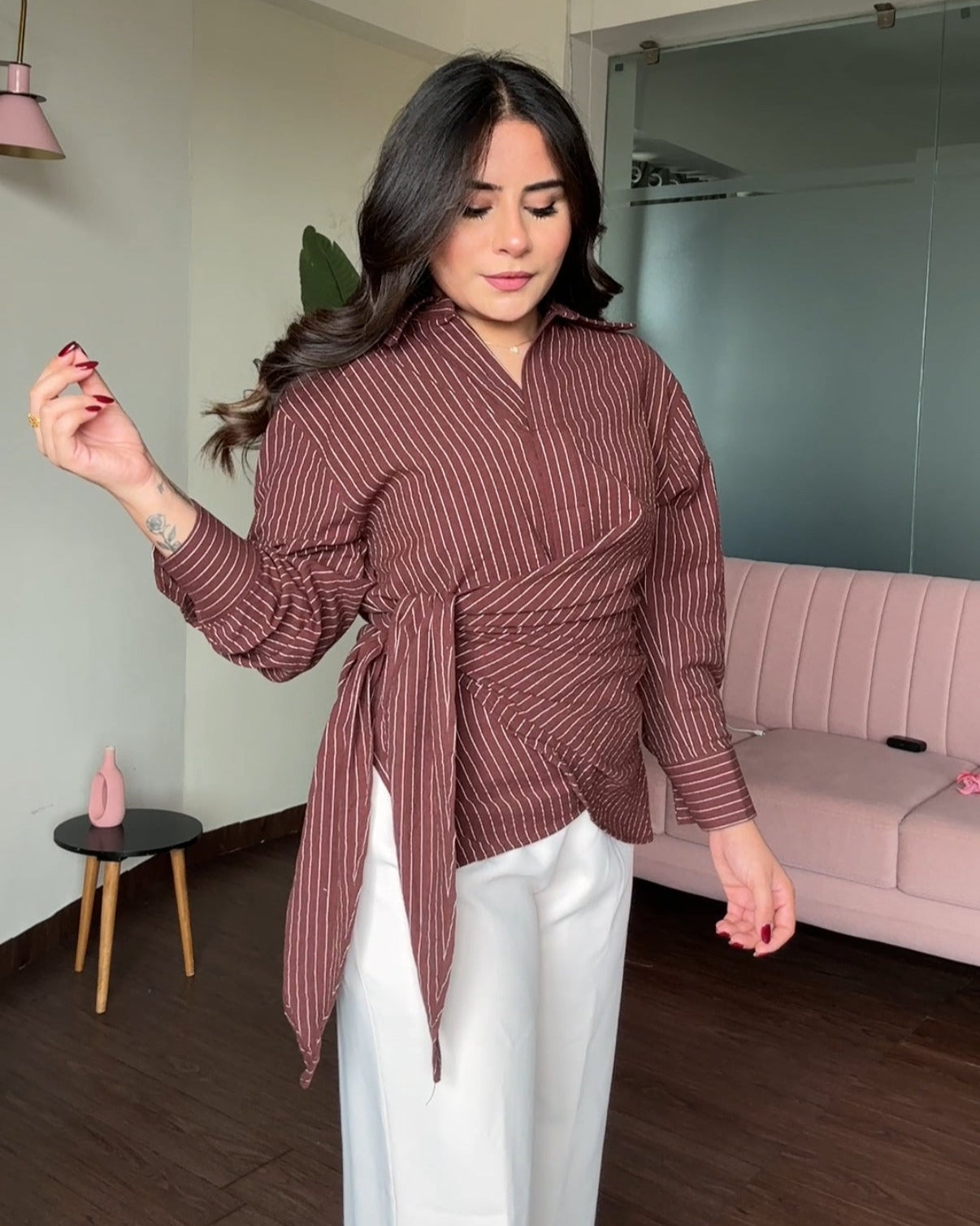 Striped Wrap Around Shirt