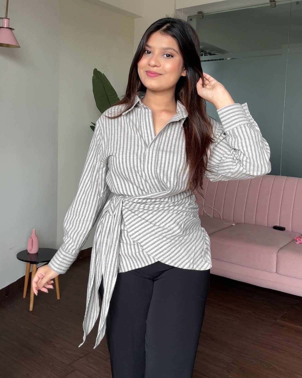 Striped Wrap Around Shirt