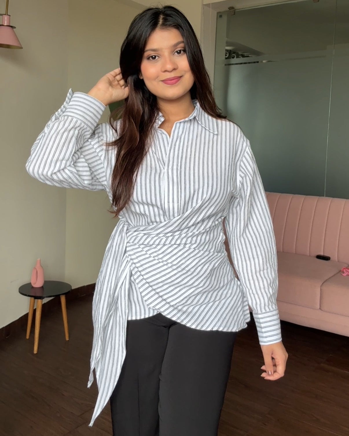 Striped Wrap Around Shirt