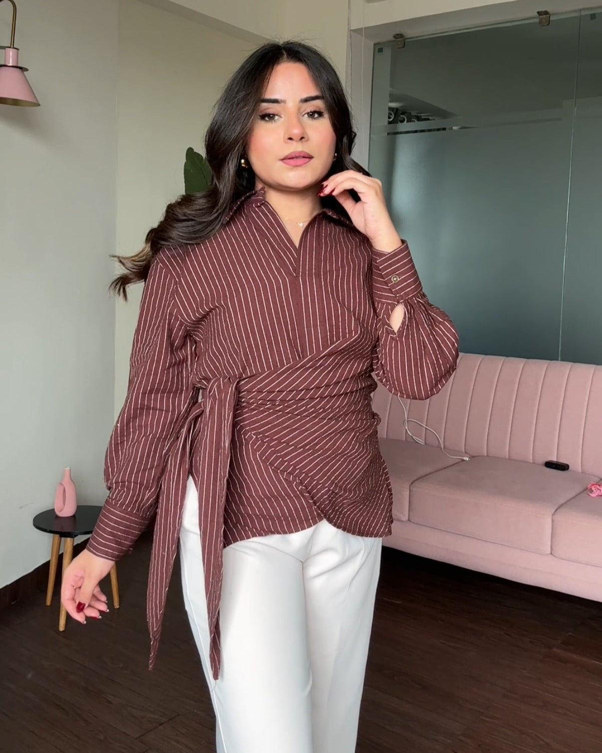 Striped Wrap Around Shirt