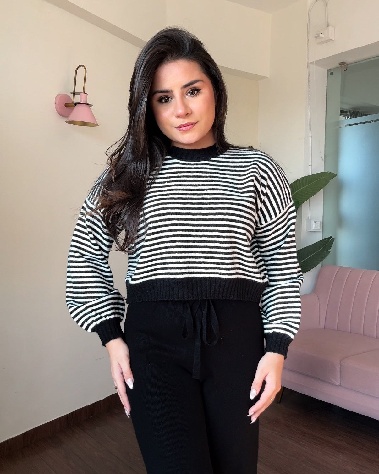 Stripped Baggy Cropped Sweater