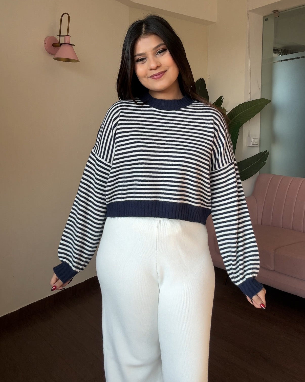 Stripped Baggy Cropped Sweater