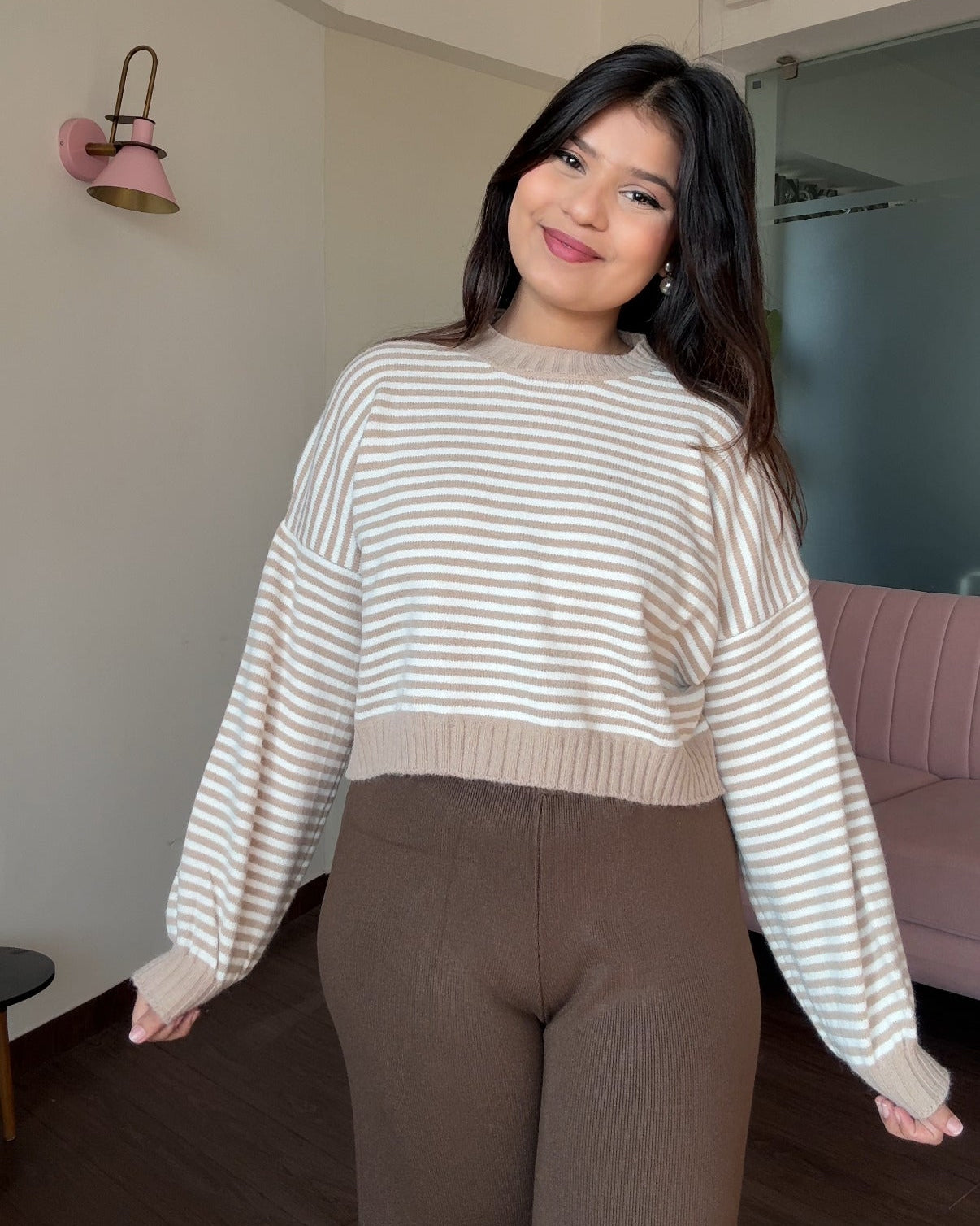 Stripped Baggy Cropped Sweater