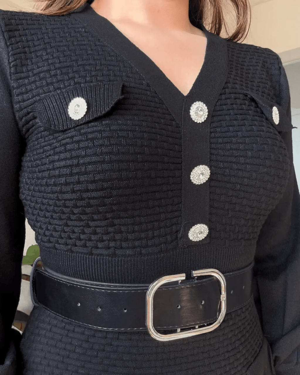 Textured Knitted Winter Dress