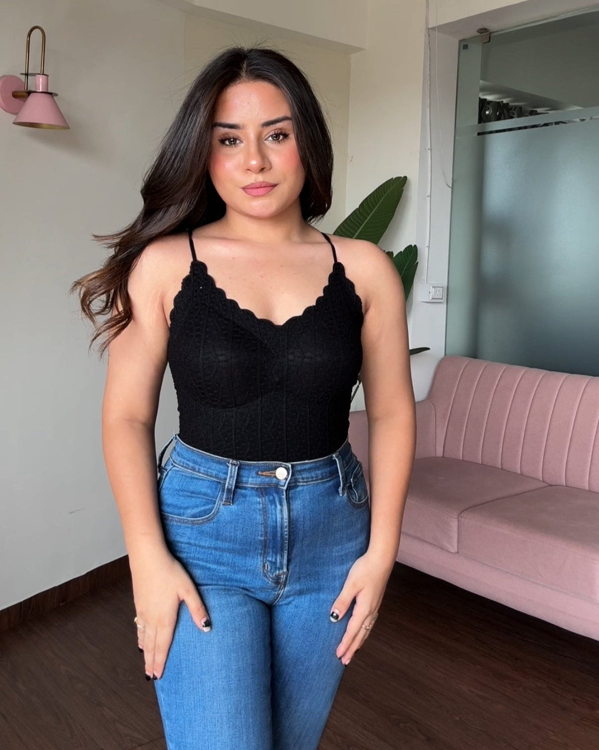 Textured Padded Backless Cami Top