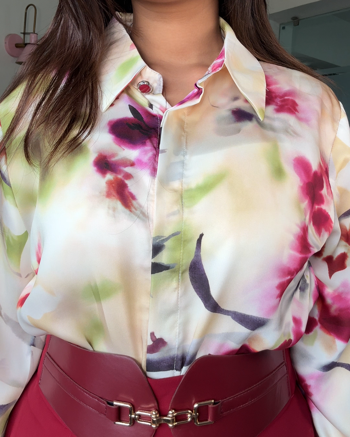 Tie Dye Floral Satin Shirt