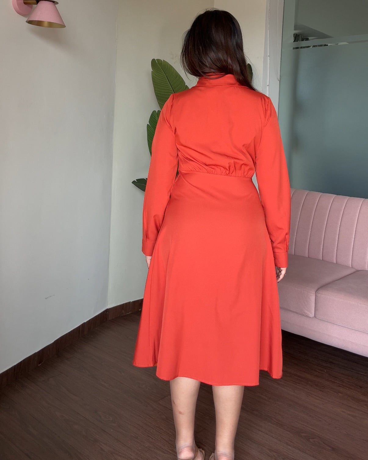 Tie Up Belted Shirt Dress