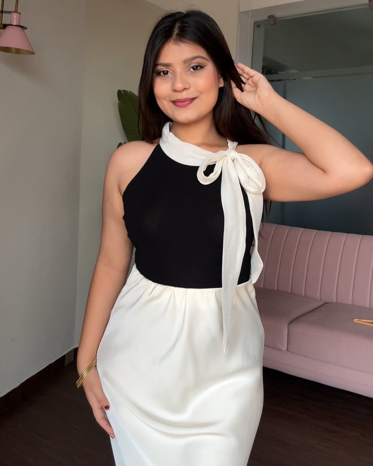 Tie Up Cut Sleeves Ribbed Top