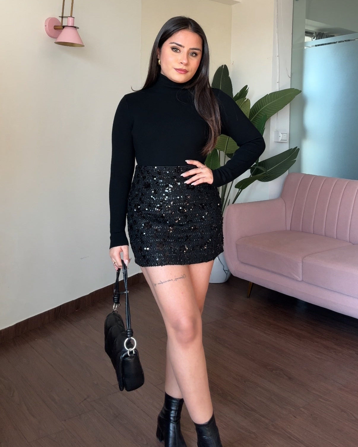 Tweed Mini Skirt With Sequin