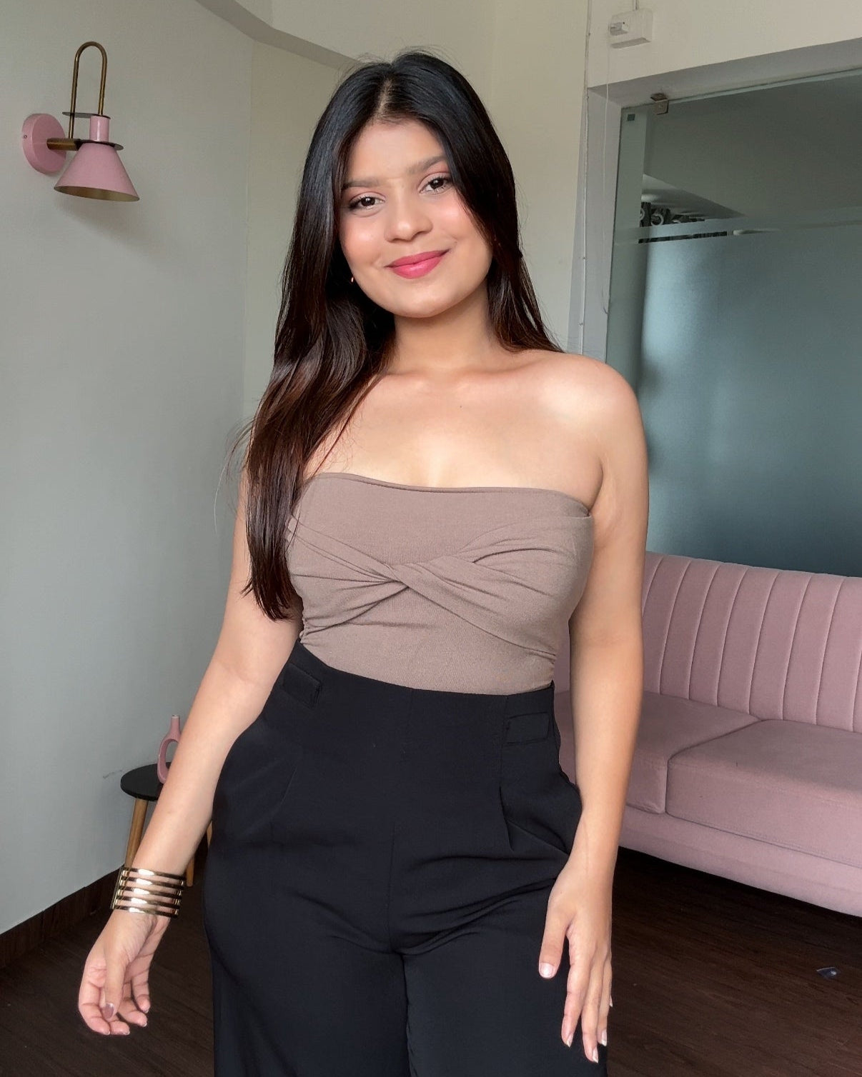 Twist Detail Padded Tube Top