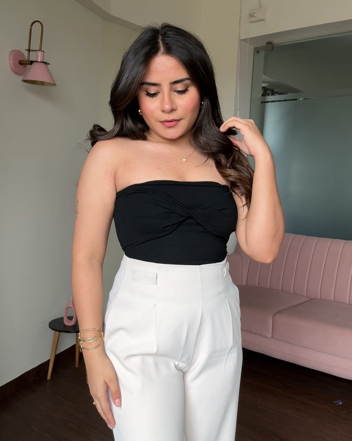 Twist Detail Padded Tube Top