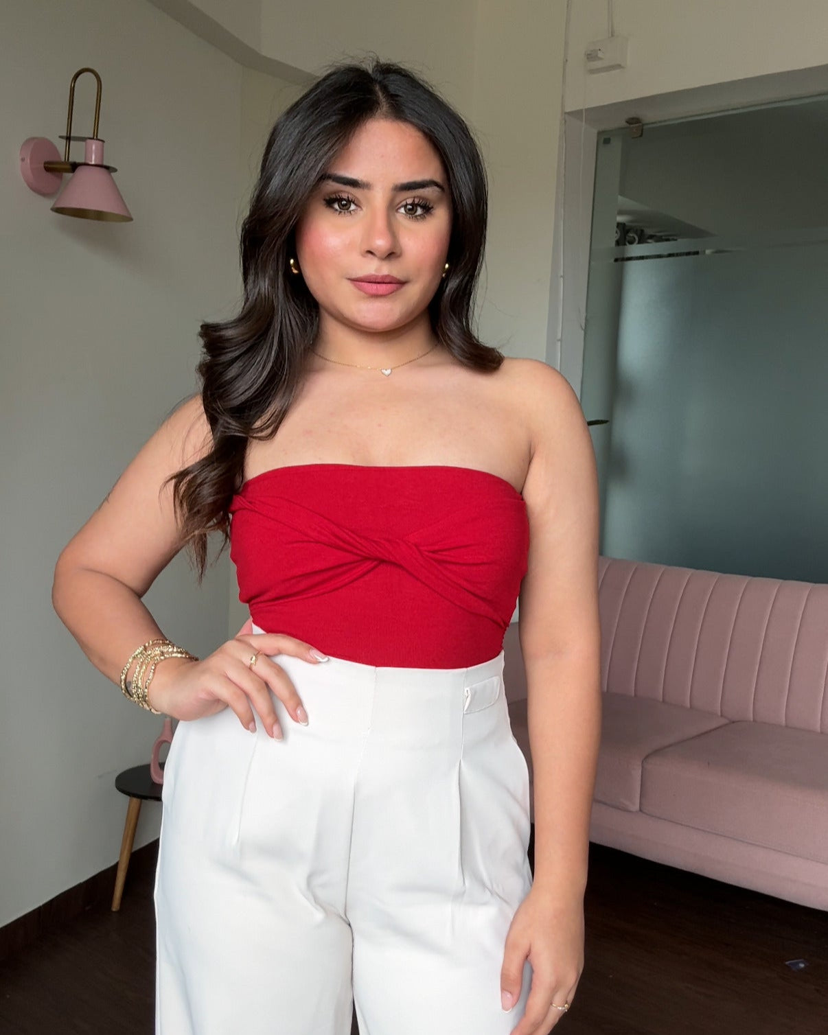 Twist Detail Padded Tube Top
