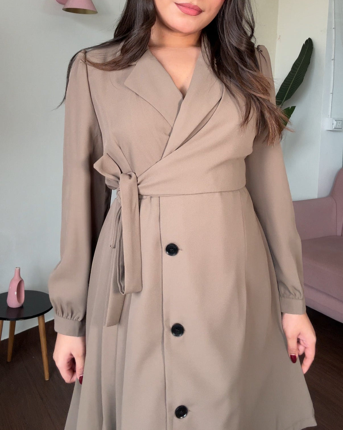 Waist Wrap Up Pleated Blazer Dress