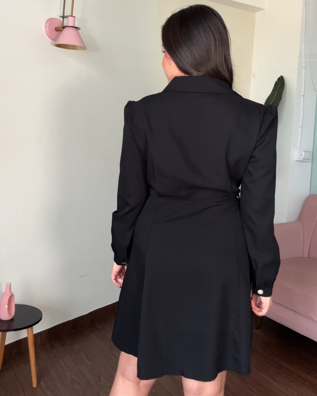 Waist Wrap Up Pleated Blazer Dress