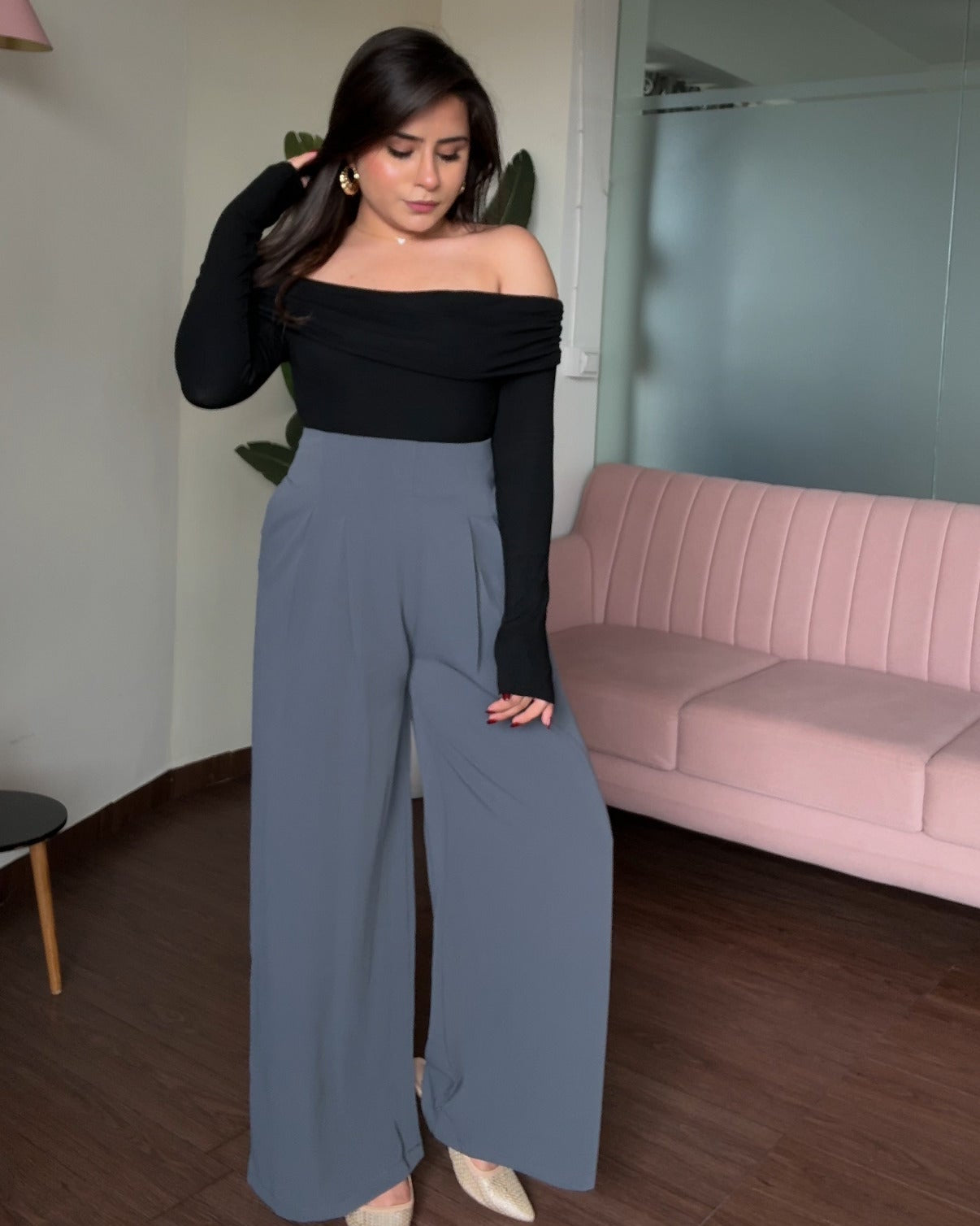 Wide Legged Pleated Korean Pants