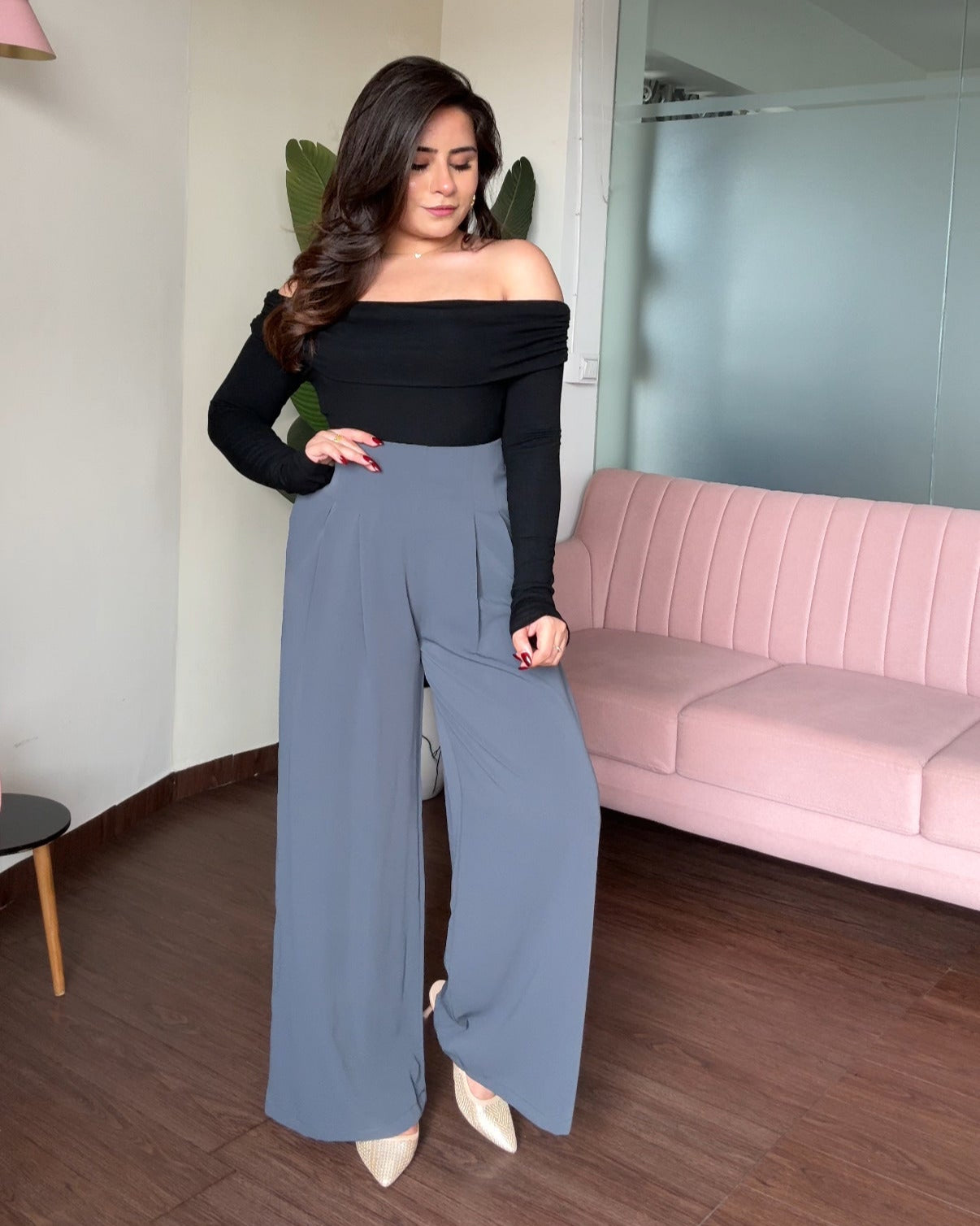 Wide Legged Pleated Korean Pants