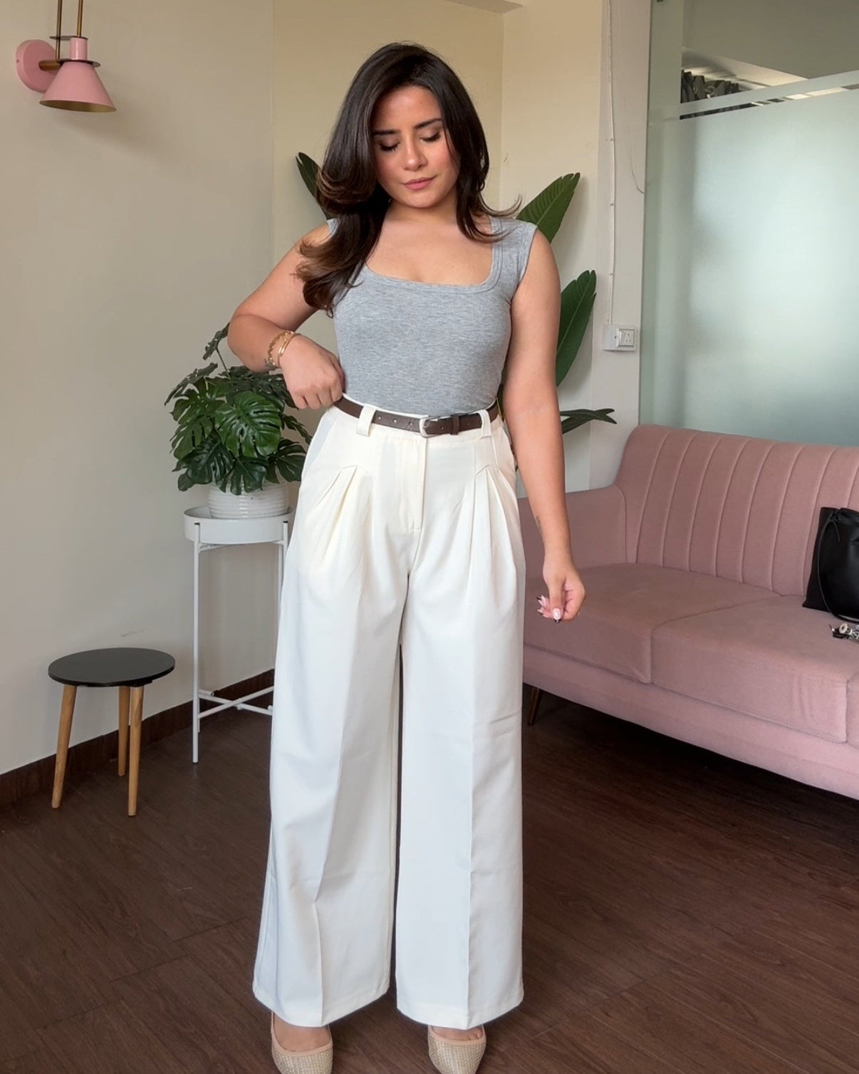 Wild Leg Pleated Trouser With Belt