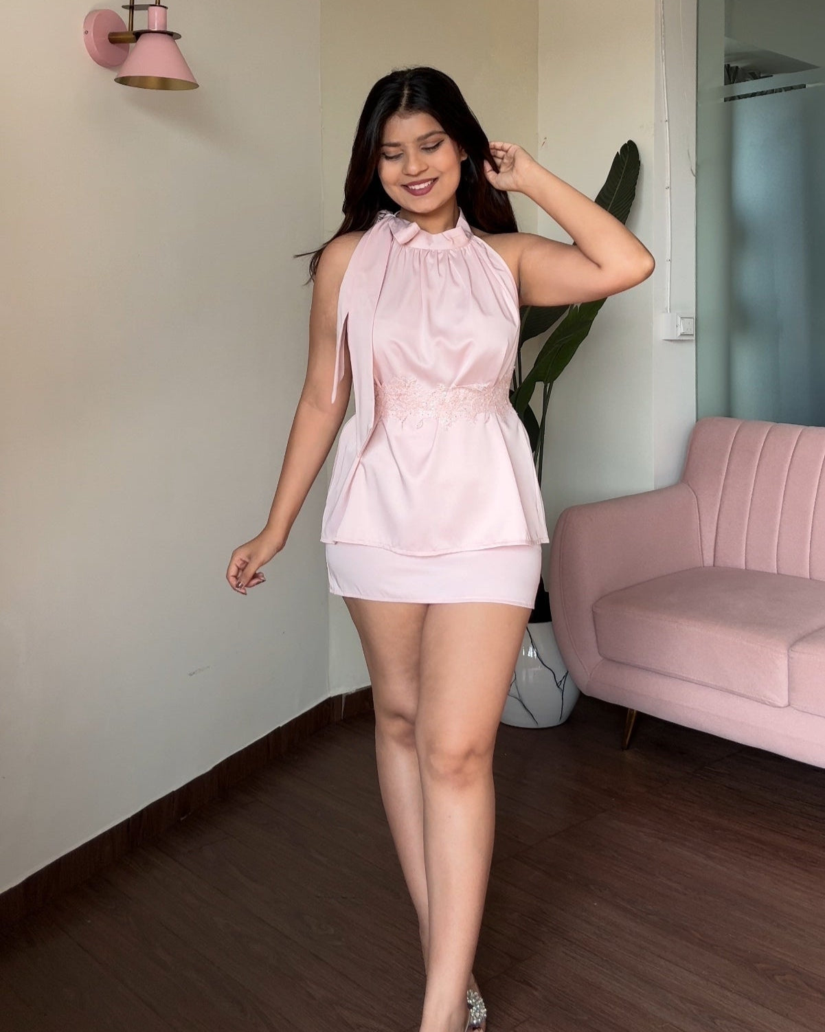 3 Piece Satin Bow Set With Belt