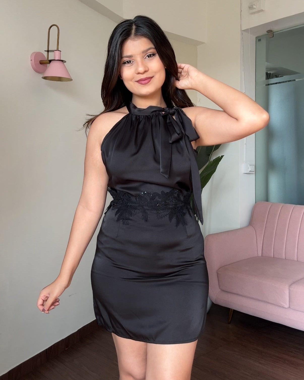 3 Piece Satin Bow Set With Belt