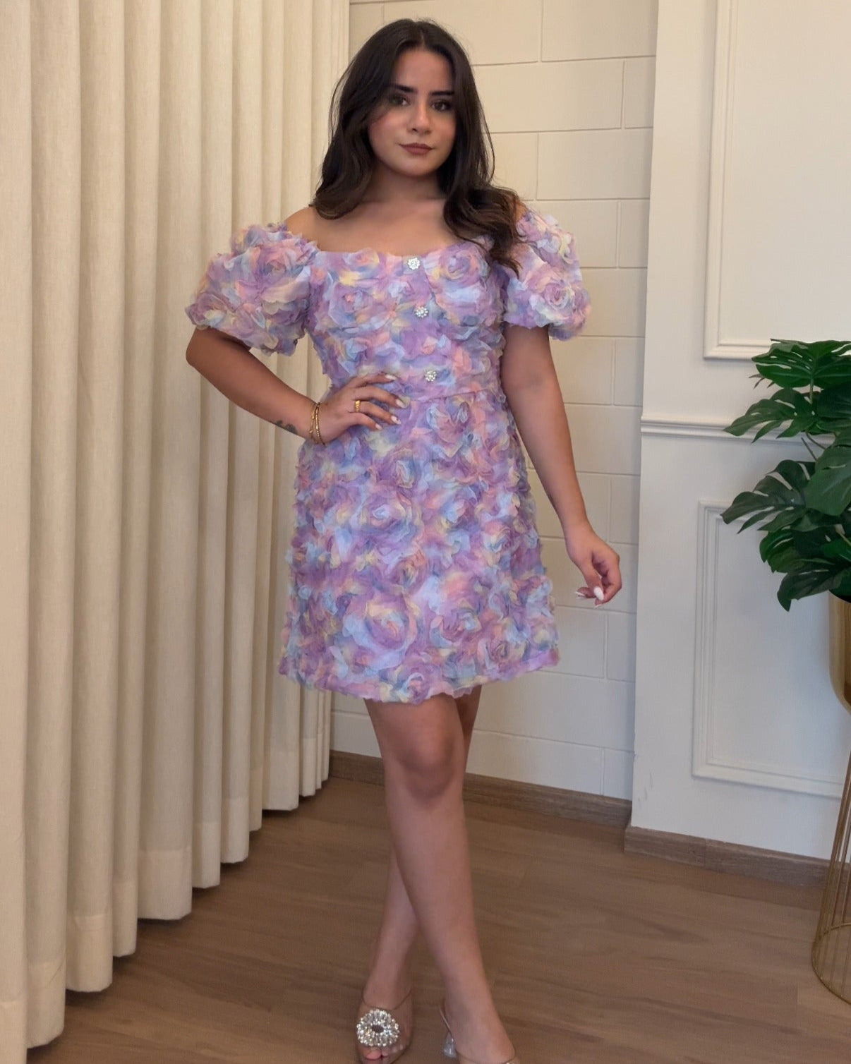 3d Floral Multicolour Premium Mini Dress