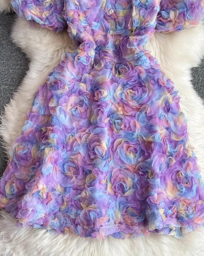 3d Floral Multicolour Premium Mini Dress