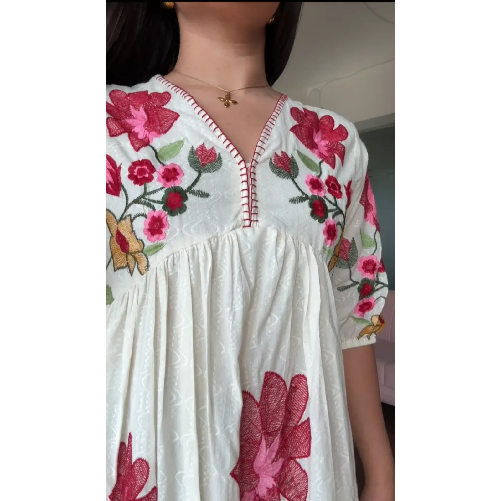 Aalia Cut Cotton Embroidered Flared Dress