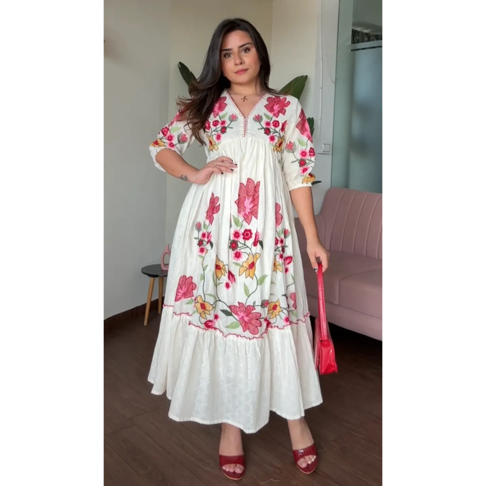 Aalia Cut Cotton Embroidered Flared Dress