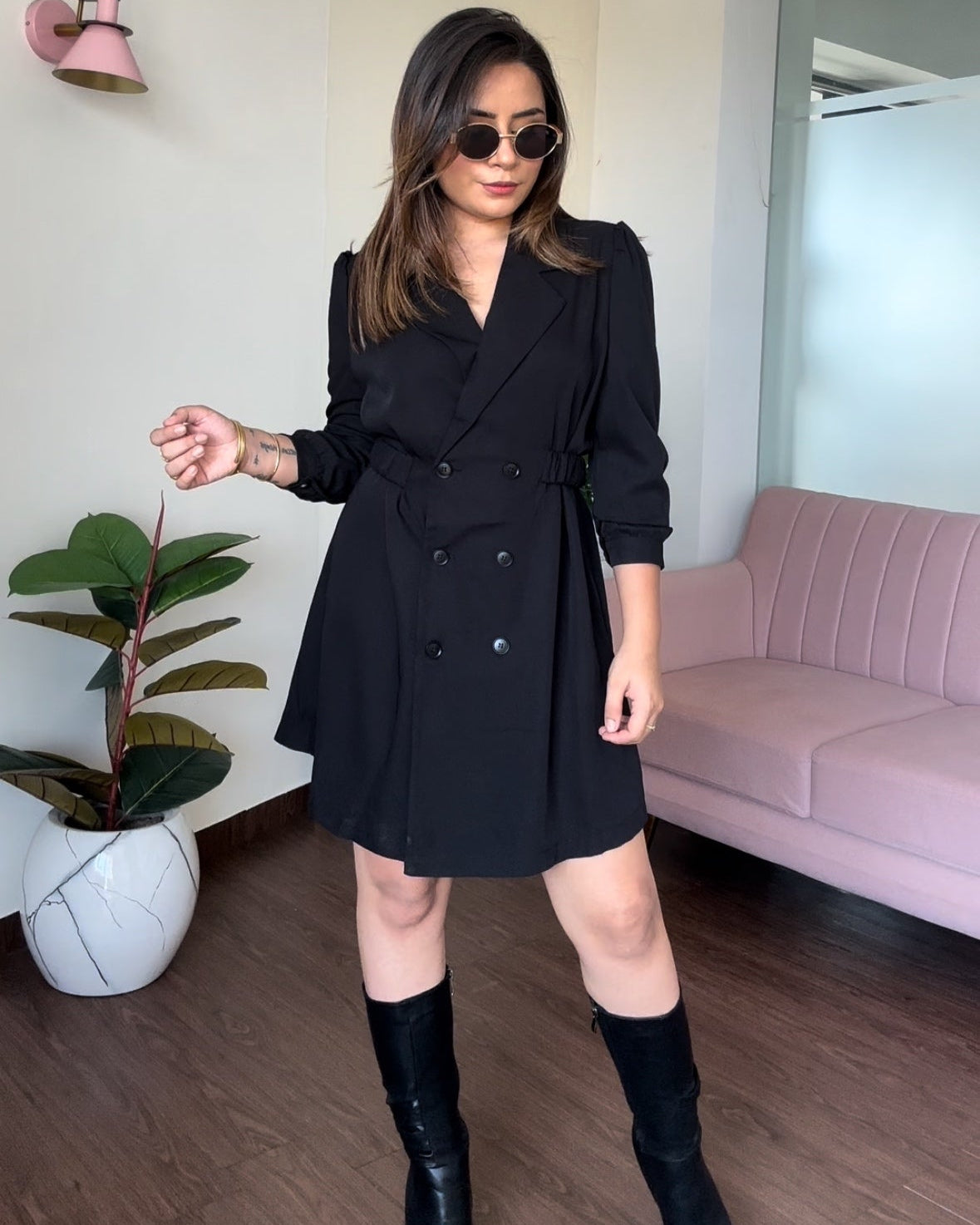 Back Button Up Blazer Dress
