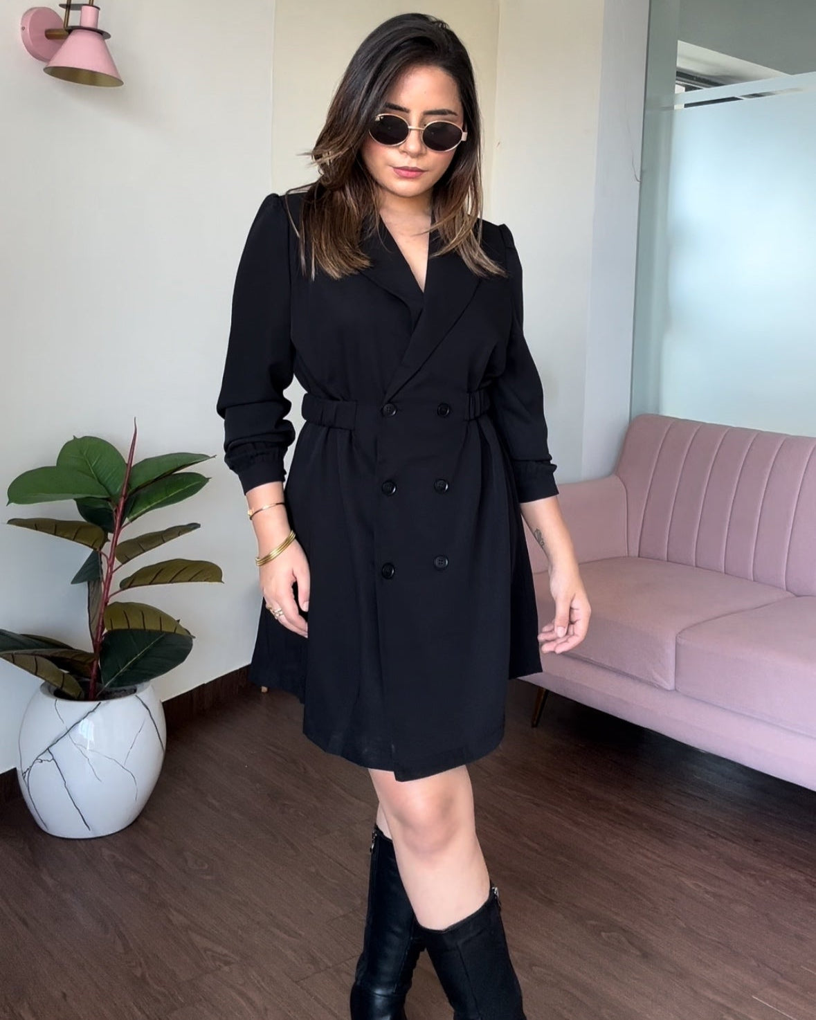 Back Button Up Blazer Dress