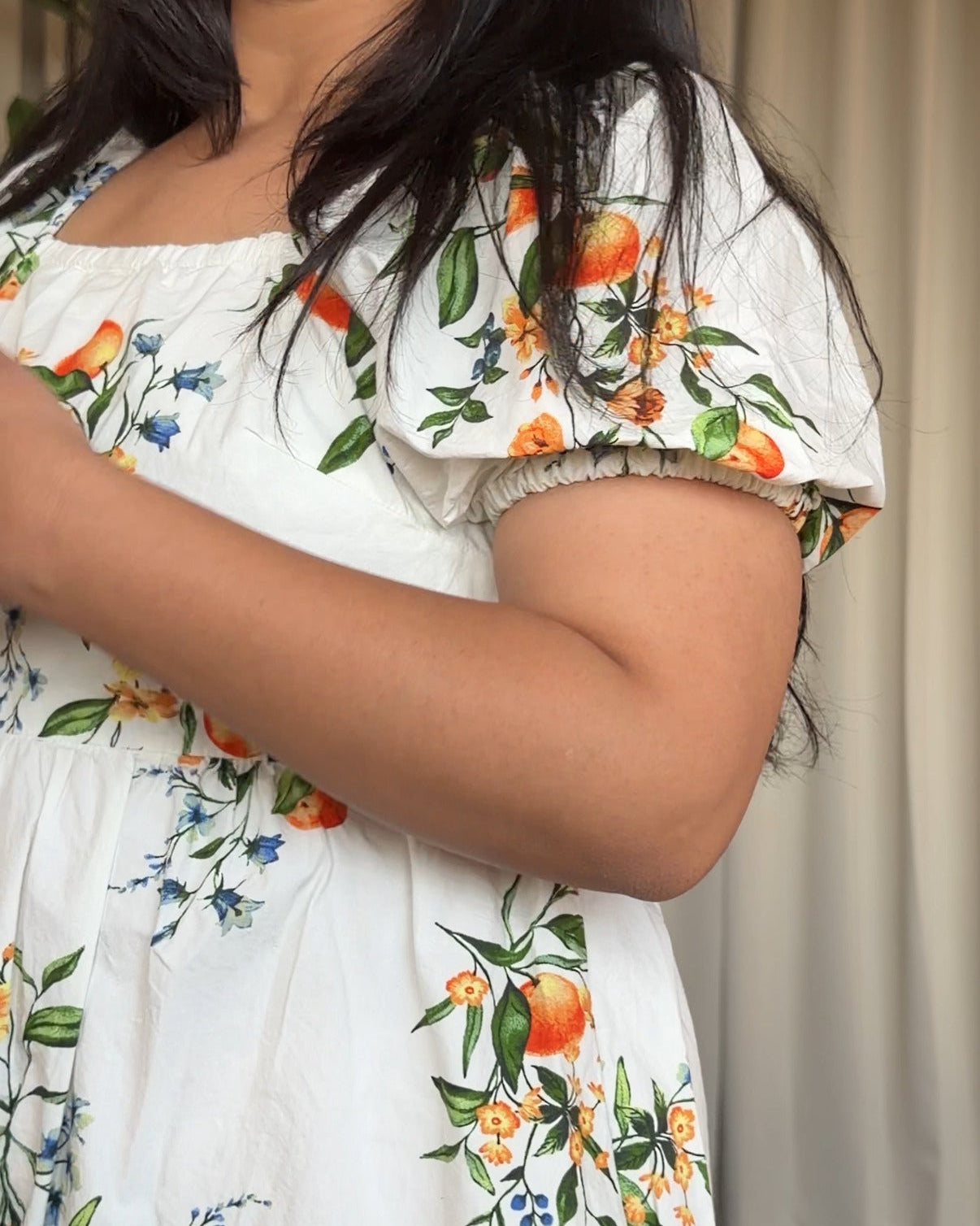 Back Tie Up Floral Detailing Cotton Dress