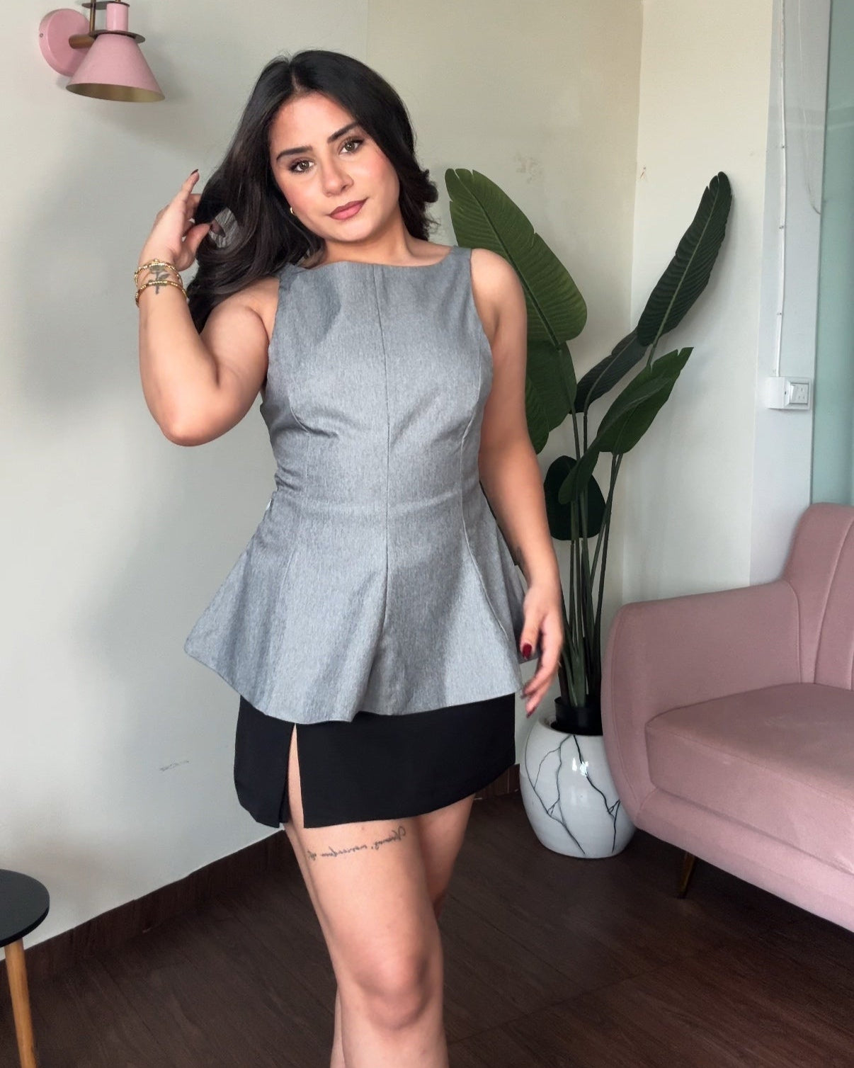 Back Tie Up Peplum Vest